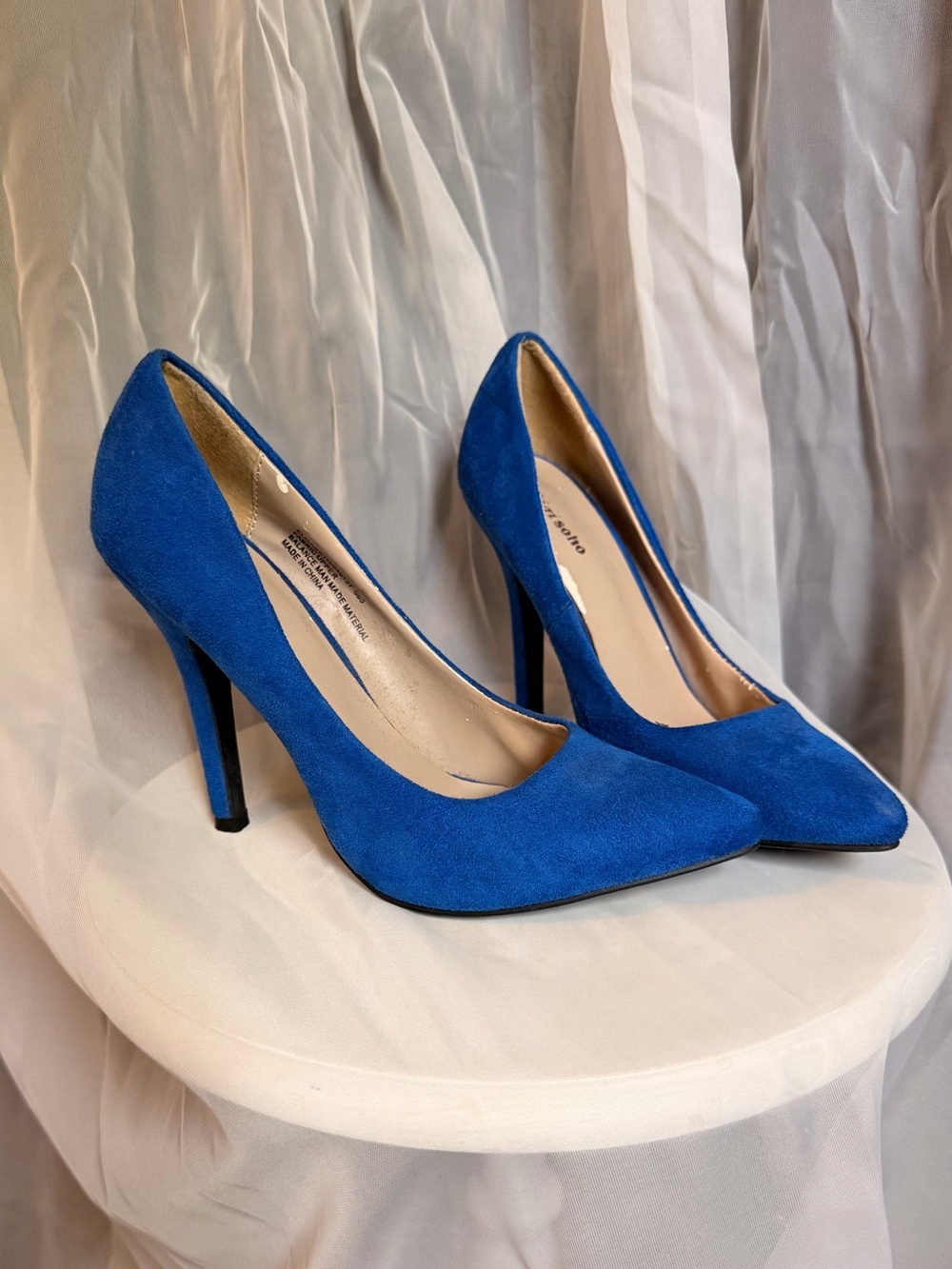 Women's Electric Blue Suede Pointed-Toe Stiletto Pumps